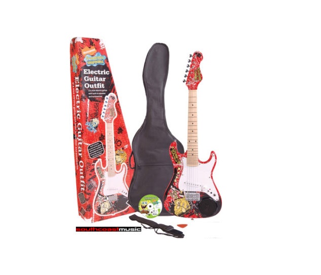 SPONGEBOB SQUAREPANTS ELECTRIC GUITAR BUILT IN SPEAKER 3 4 TRAVEL SIZE AWESOME South Coast Music