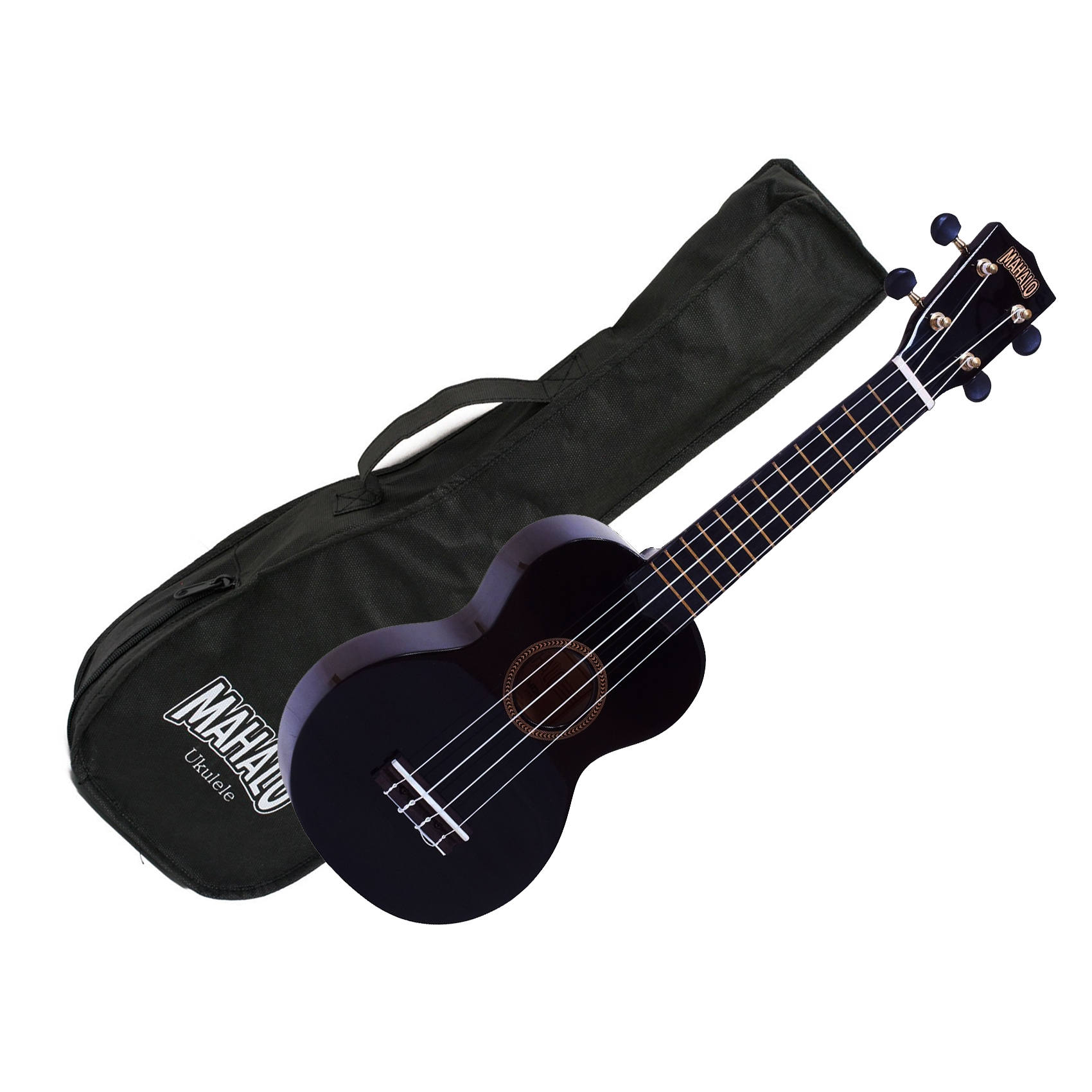 MAHALO Rainbow Series Soprano Ukulele MR1BK Black finish Aquila Strings Gig Bag South Coast Music
