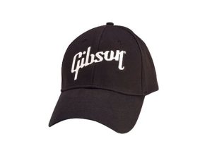 BLACK GIBSON GUITAR LOGO FLEX HAT / BASEBALL CAP EMROIDERED with SPANDEX BAND