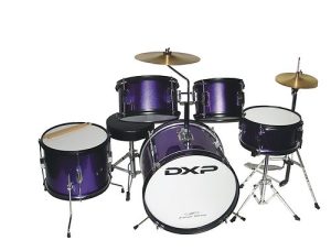 DXP 5 PIECE PURPLE JUNIOR DRUM KIT CYMBALS - BONUS STOOL & DRUM STICKS INCLUDED