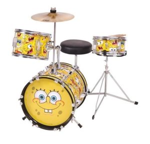 SPONGEBOB SQUAREPANTS 3 PIECE DRUM KIT JUNIOR DRUMKIT COMES IN COLOUR BOX