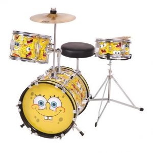 SPONGEBOB SQUAREPANTS 3 PIECE DRUM KIT JUNIOR DRUMKIT COMES IN COLOUR BOX