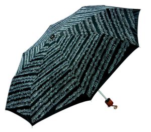 MINI TRAVEL UMBRELLA BLACK SHEET MUSIC MUSICAL NOTES with EASY CARRY POUCH