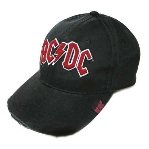 ACDC LOGO BLACK HAT BASEBALL CAP EMROIDERED HIGH EMBOSSED LOGO