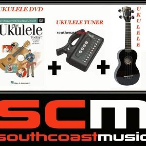 UKE PACKAGE U30BK BLACK SOPRANO UKULELE & GIG BAG & UKULELE DVD & TUNER