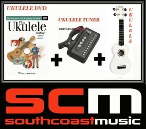 UKE PACKAGE U30W WHITE SOPRANO UKULELE & GIG BAG & PLAY UKULELE TODAY DVD & TUNER