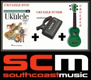 UKE PACKAGE U30G GREEN SOPRANO UKULELE +GIG BAG +PLAY UKULELE TODAY DVD +TUNER