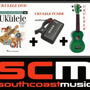 UKE PACKAGE U30G GREEN SOPRANO UKULELE +GIG BAG +PLAY UKULELE TODAY DVD +TUNER