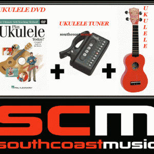 RED SOPRANO UKULELE PACKAGE & GIG BAG + PLAY UKULELE TODAY DVD + UKULELE TUNER