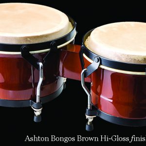 ASHTON CLASSIC BONGOS WITH CARRY BAG BROWN HIGH GLOSS TUNEABLE HIDE HEADS