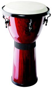 TUNEABLE 12 INCH ASHTON DJB100 DJEMBE RED FINISH GOAT SKIN HEAD HAND DRUM