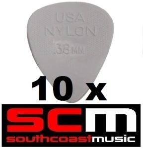 10 X .38mm NYLON  GREY  GUITAR PICKS by JIM DUNLOP 10 x PLECTRUMS