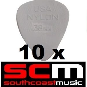 10 X .38mm NYLON  GREY  GUITAR PICKS by JIM DUNLOP 10 x PLECTRUMS