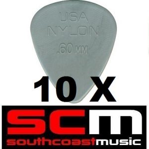 10 X .60mm NYLON  GREY  GUITAR PICKS by JIM DUNLOP 10 x PLECTRUMS