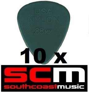 10 X .88mm NYLON  GREY  GUITAR PICKS by JIM DUNLOP 10 x PLECTRUMS