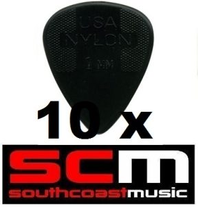 10 X 1.00mm NYLON  GREY  GUITAR PICKS by JIM DUNLOP 10 x PLECTRUMS