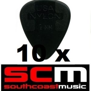 10 X 1.00mm NYLON  GREY  GUITAR PICKS by JIM DUNLOP 10 x PLECTRUMS