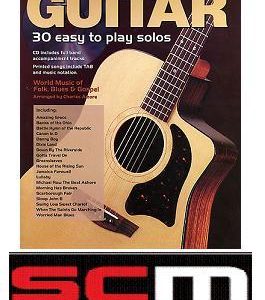 BOOK & CD HOOKED ON EASY GUITAR 30 SOLOS FOR ACOUSTIC ELECTRIC GUITAR