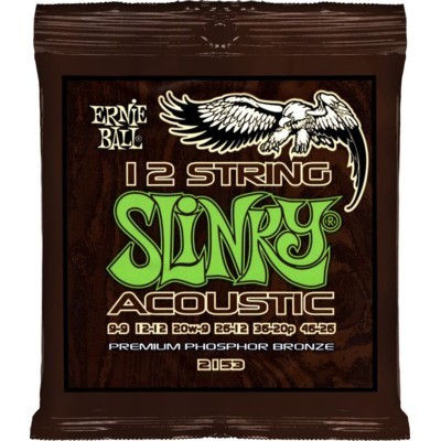 ERNIE BALL 12 STRING ACOUSTIC GUITAR STRINGS 09-46 SLINKY 2153 PHOSPHOR BRONZE