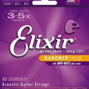 LONG LIFE ACOUSTIC GUITAR STRINGS LIGHT 12-53 BRONZE ELIXIR STRING SET