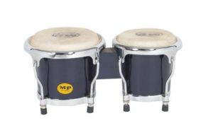 PERCUSSION 4-5" inch BLUE MINI BONGO DRUMS PAIR NATURAL SKINS BONGOS