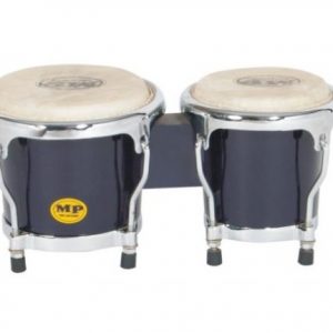 PERCUSSION 4-5" inch BLUE MINI BONGO DRUMS PAIR NATURAL SKINS BONGOS