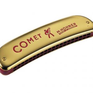 HOHNER *COMET*  20 HOLES OCTAVE HARMONICA HARP GOLD ANODIZED COVERS