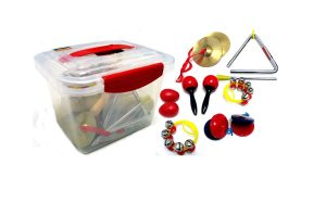 14 PIECE PERCUSSION SET IN DURABLE STORAGE CONTAINER