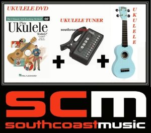 PACKAGE U30LB LIGHT BLUE SOPRANO UKULELE +GIG BAG +PLAY UKULELE TODAY DVD +TUNER