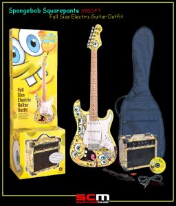 SPONGEBOB SQUAREPANTS YELLOW ELECTRIC GUITAR & AMP AMPLIFIER + ACCESSORIES