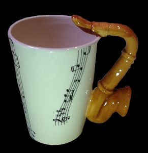 ALTO SAX SAXOPHONE with MUSICAL NOTES COFFEE MUG CUP