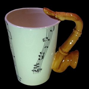 ALTO SAX SAXOPHONE with MUSICAL NOTES COFFEE MUG CUP