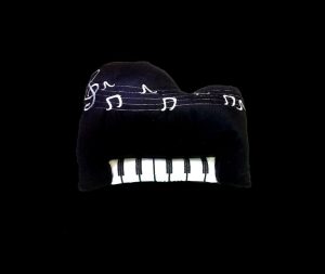 Black EMBROIDERED PIANO KEYBOARD CUSHION 35x30cm PLUSH STUFFED DECORATIVE TOY