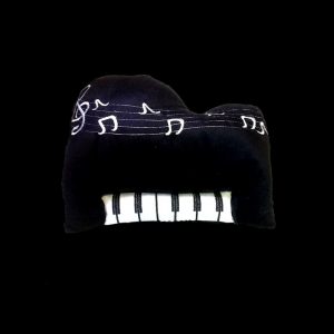 Black EMBROIDERED PIANO KEYBOARD CUSHION 35x30cm PLUSH STUFFED DECORATIVE TOY