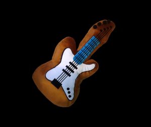 Brown EMBROIDERED ELECTRIC GUITAR CUSHION 60x30cm PLUSH STUFFED DECORATIVE TOY