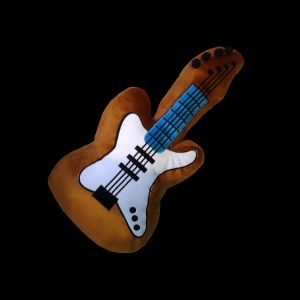 Brown EMBROIDERED ELECTRIC GUITAR CUSHION 60x30cm PLUSH STUFFED DECORATIVE TOY