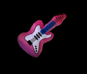 Pink EMBROIDERED ELECTRIC GUITAR CUSHION 60x30cm PLUSH STUFFED DECORATIVE TOY