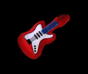 Red EMBROIDERED ELECTRIC GUITAR CUSHION 60x30cm PLUSH STUFFED DECORATIVE TOY