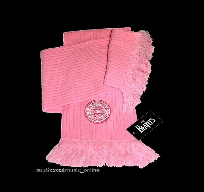 THE BEATLES KNITTED SCARF PINK WITH BEATLES LOGO OFFICIAL LICENSED MERCHANDISE