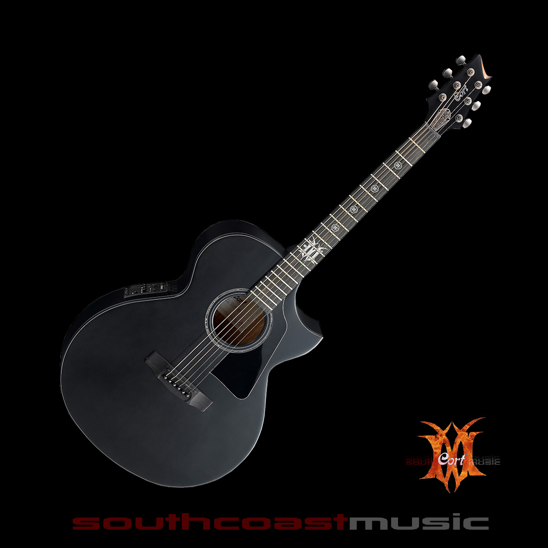 CORT EVL-A4 ACOUSTIC ELECTRIC GUITAR SATIN BLACK FINISH...GOTHICA! FREE P+H