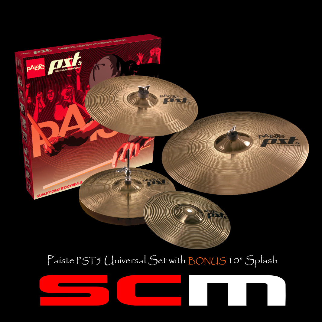Paiste PST5 Universal Cymbal Pack with bonus 10" Splash Cymbal FREE P+H!