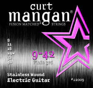 9-42 LONG LIFE STAINLESS WOUND CURT MANGAN FUSION MATCHED ELECTRIC GUITAR STRINGS