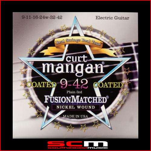 Curt Mangan Boutique Fusion Matched Nickel Wound COATED electric guitar string set 9–42 Made in the USA