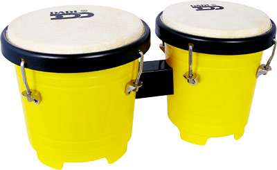 DADI PERCUSSION 4-5" YELLOW MINI BONGO DRUMS NATURAL SKINS BONGOS