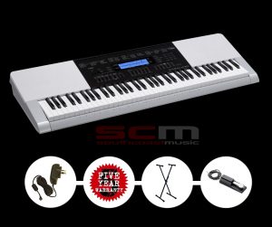 CASIO WK220 Portable Arranger Keyboard with BONUS KB Stand + AC adaptor + Piano style Sustain pedal 5 YEAR WARRANTY