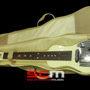 ELECTRIC LAP STEEL GUITAR SOLID MAHOGANY VINTAGE WHITE FINISH with DETACHABLE STAND and PRO GIG BAG