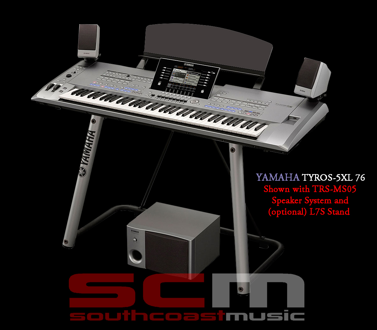 Yamaha TYROS5-XL 76 note Premium Arranger Workstation Keyboard with Sub+Satellite Speaker System