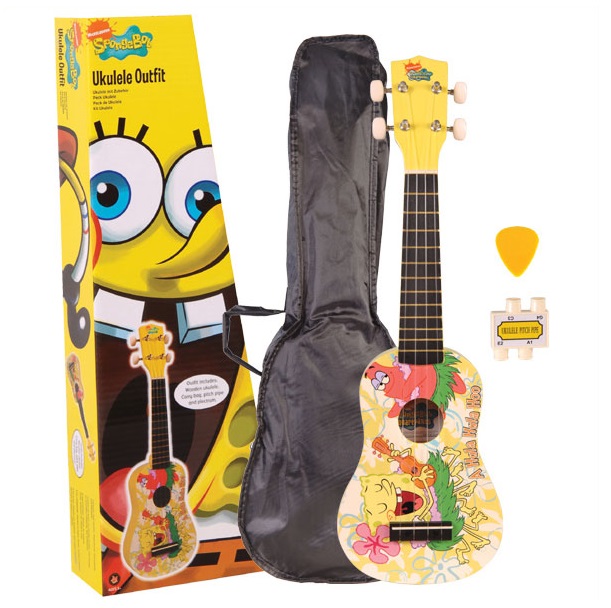 spongebob ukulele uke pack for kids with gig bag plectrum and pitch pipes