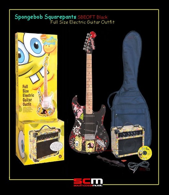 spongebob electric guitar black