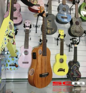 Boulder Creek Riptide Ukulele Acoustic-Electric Baritone all Mahogany Twin Port construction